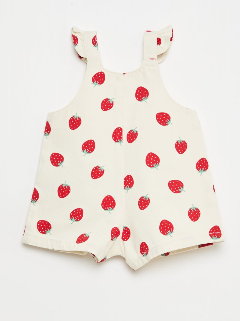 Peto corto de sarga con estampado de 'fresas' Blanco - Kiabi