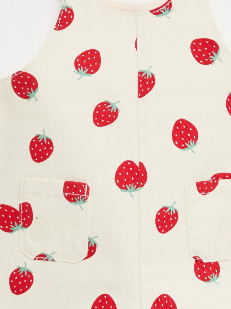 Peto corto de sarga con estampado de 'fresas' Blanco - Kiabi