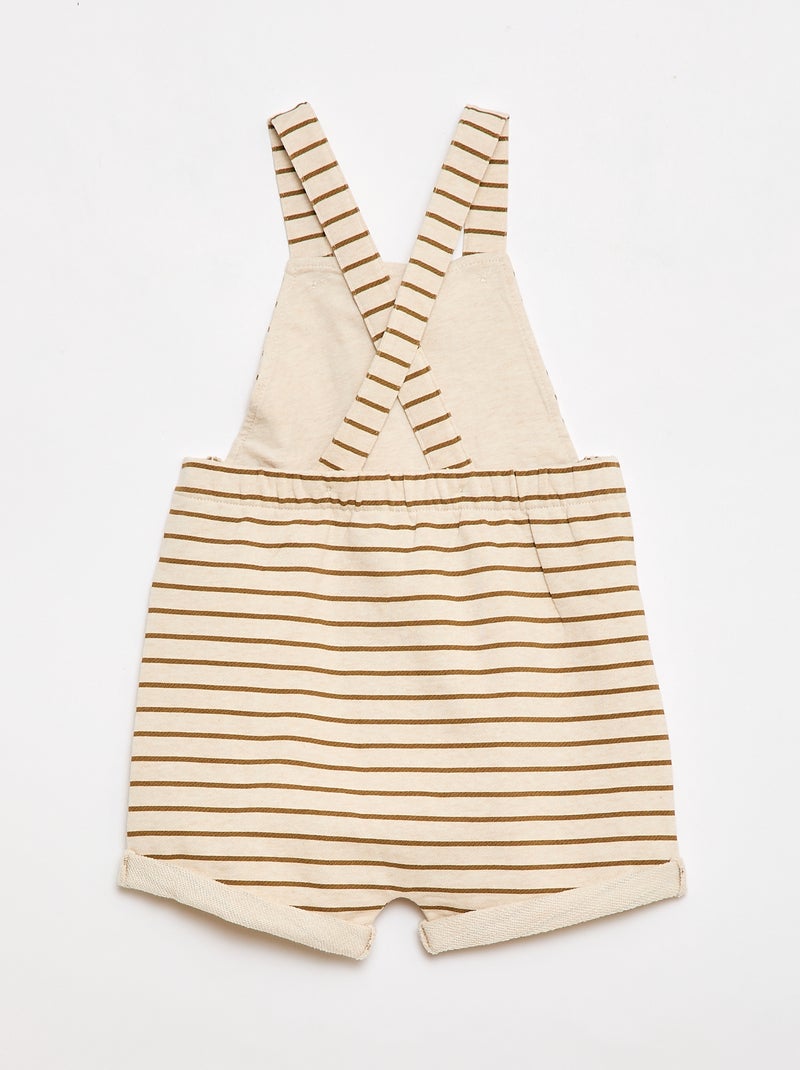 Peto corto felpa con tirantes de algodón Beige - Kiabi