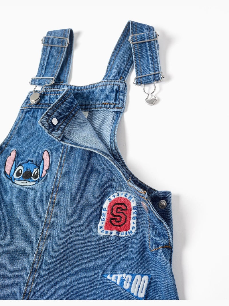 Peto corto vaquero con bordado de stitch Azul Azul - Kiabi