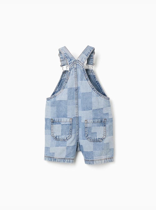 Peto corto vaquero con estampado a cuadros - Kiabi