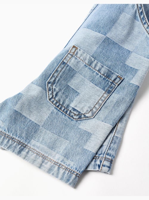 Peto corto vaquero con estampado a cuadros - Kiabi