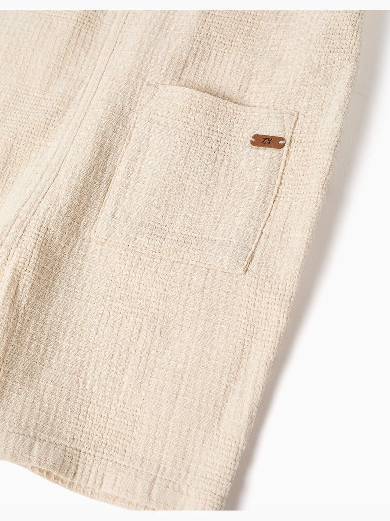 Peto de algodón dobby con bolsillos Blanco - Kiabi