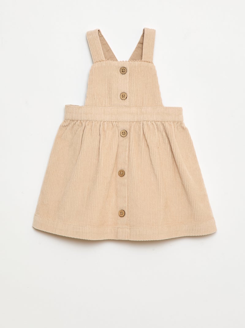 Peto de pana con tirantes Beige - Kiabi