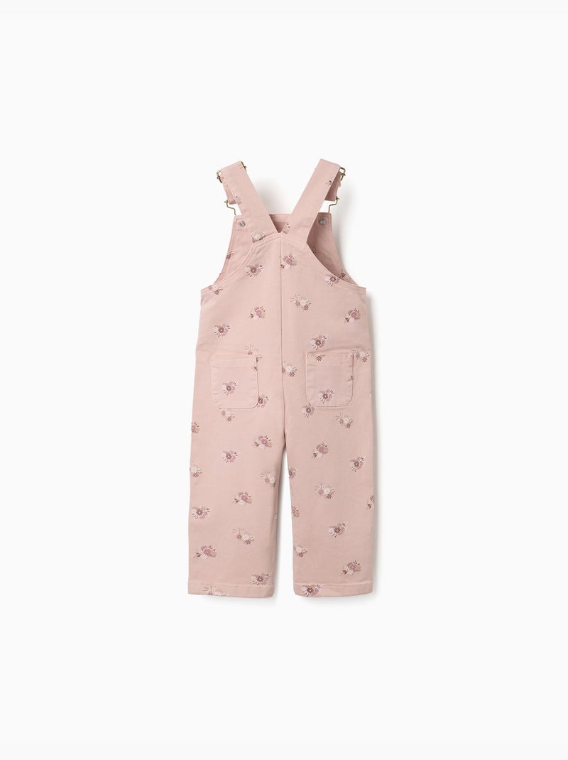 Peto de sarga con motivo floral Rosa claro - Kiabi