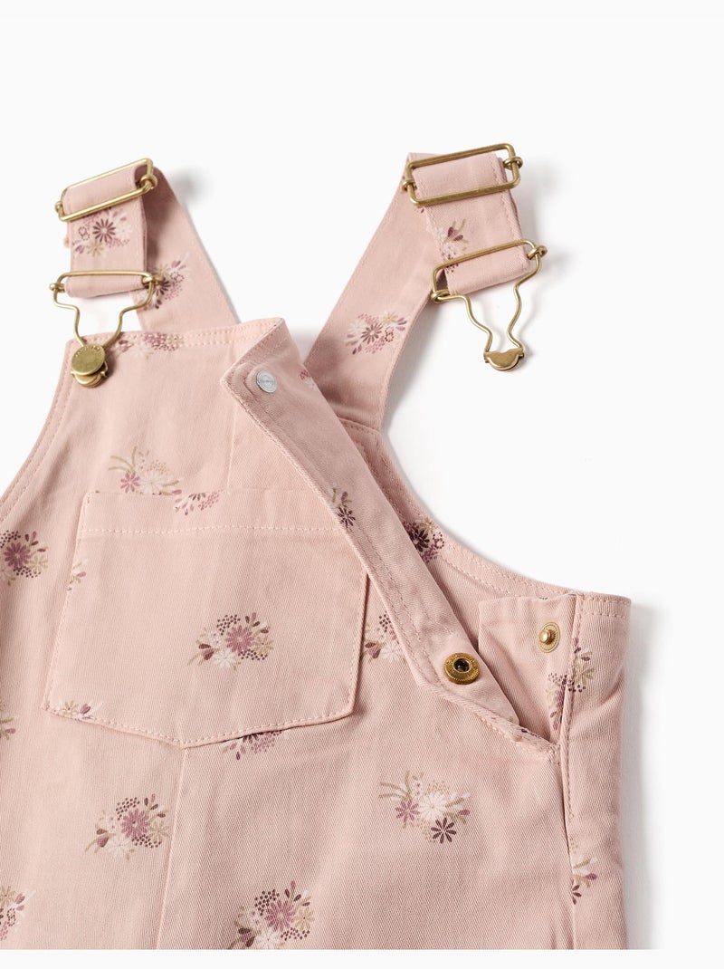 Peto de sarga con motivo floral Rosa claro - Kiabi