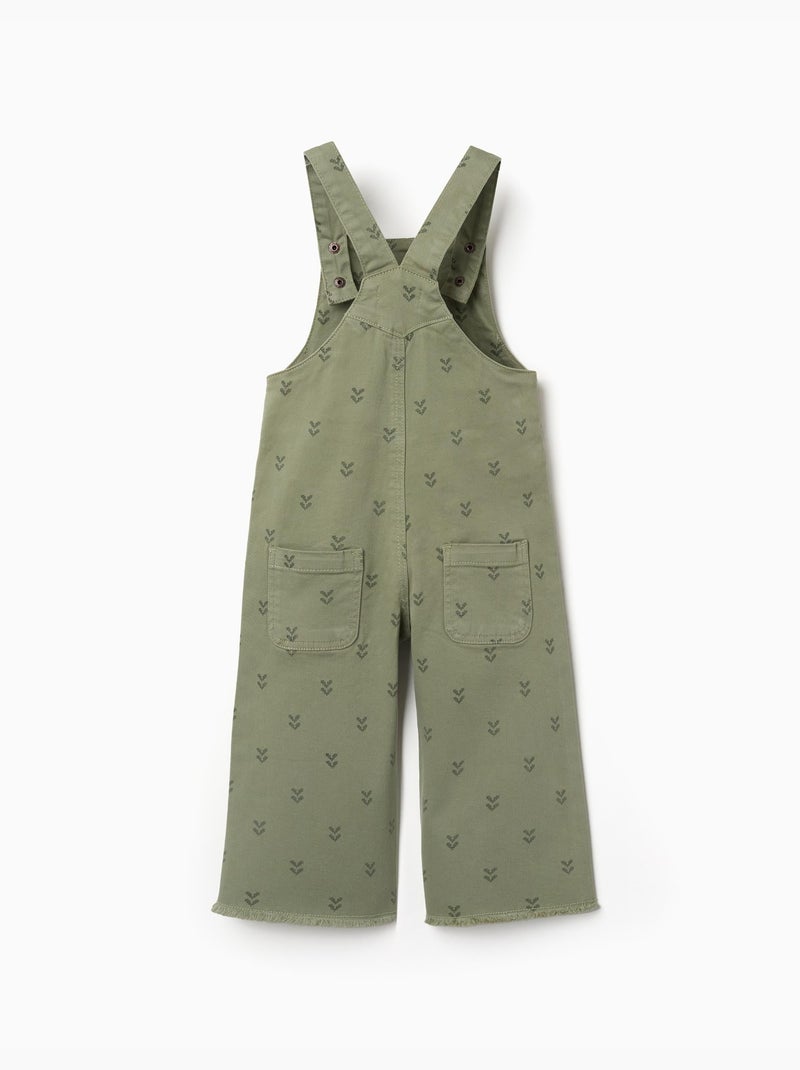 Peto de sarga con motivo floral Verde oscuro - Kiabi