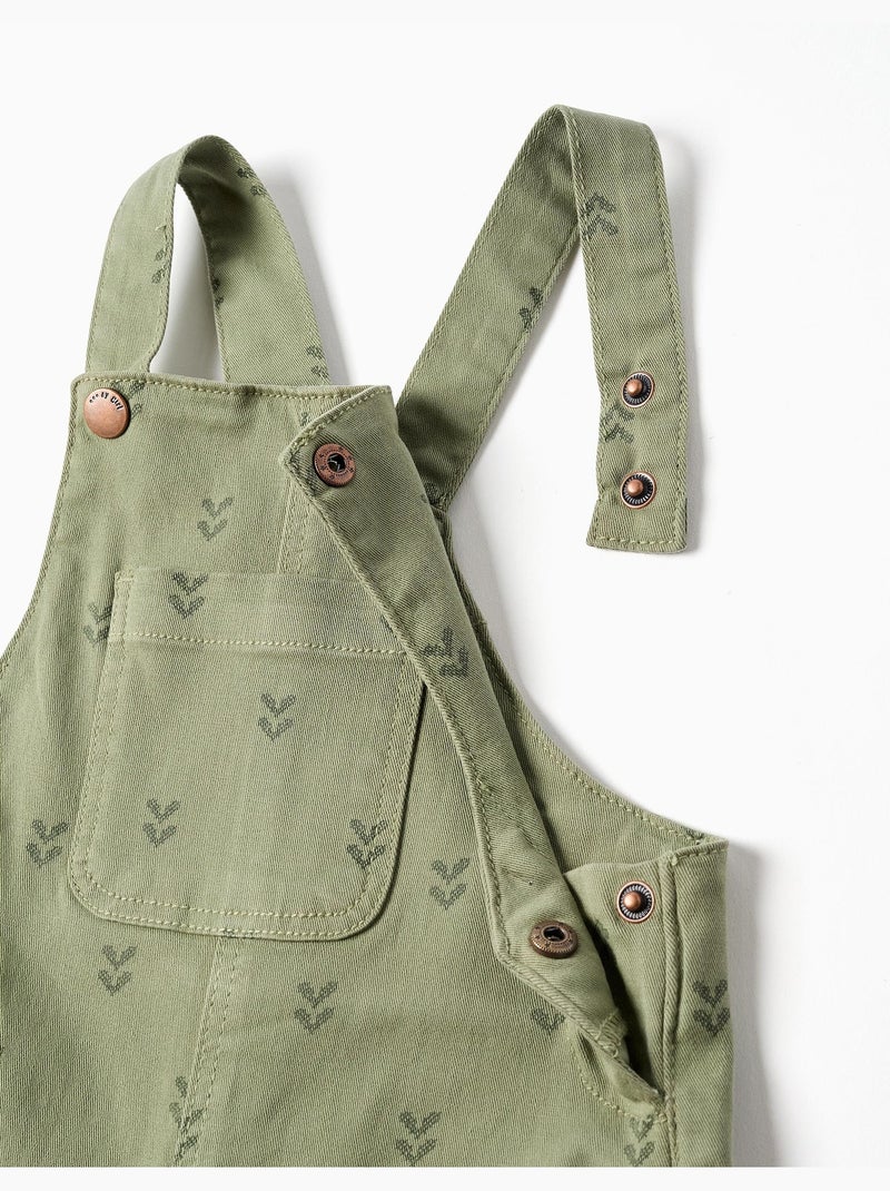 Peto de sarga con motivo floral Verde oscuro - Kiabi