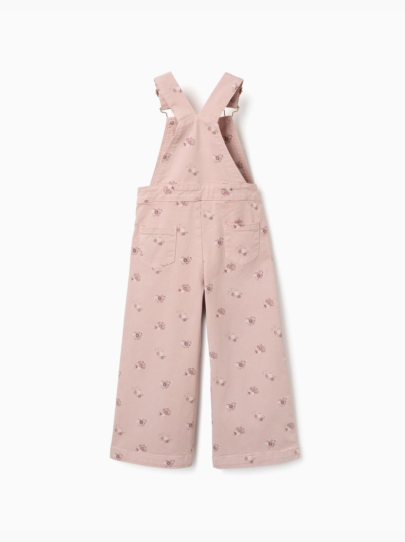 Peto de sarga de pierna ancha con estampado floral Rosa claro - Kiabi