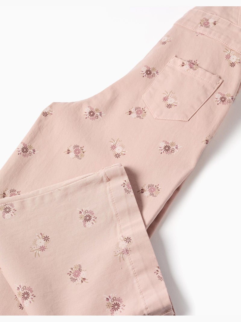 Peto de sarga de pierna ancha con estampado floral Rosa claro - Kiabi