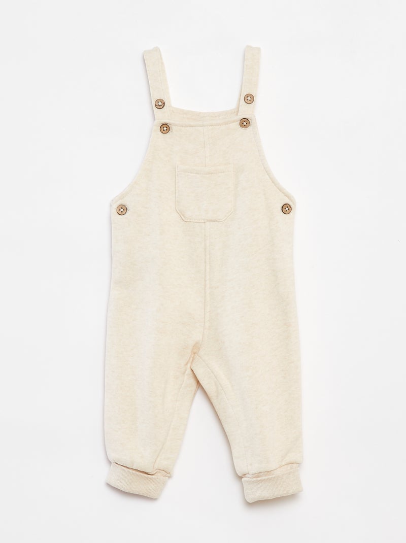 Peto largo de chándal con tirantes ajustables Beige - Kiabi