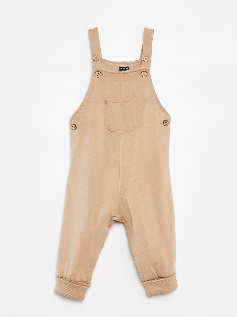 Peto largo de chándal con tirantes ajustables Beige - Kiabi