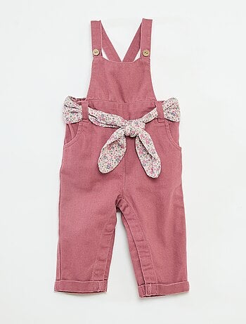 Peto largo de twill con cinturón de gasa de algodón