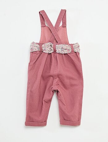 Peto largo de twill con cinturón de gasa de algodón