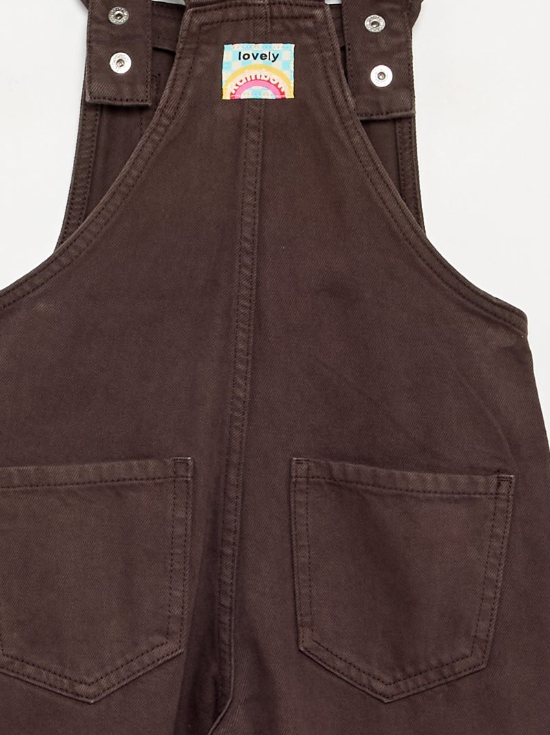 Peto largo de vaquero con tirantes con volantes Marron - Kiabi
