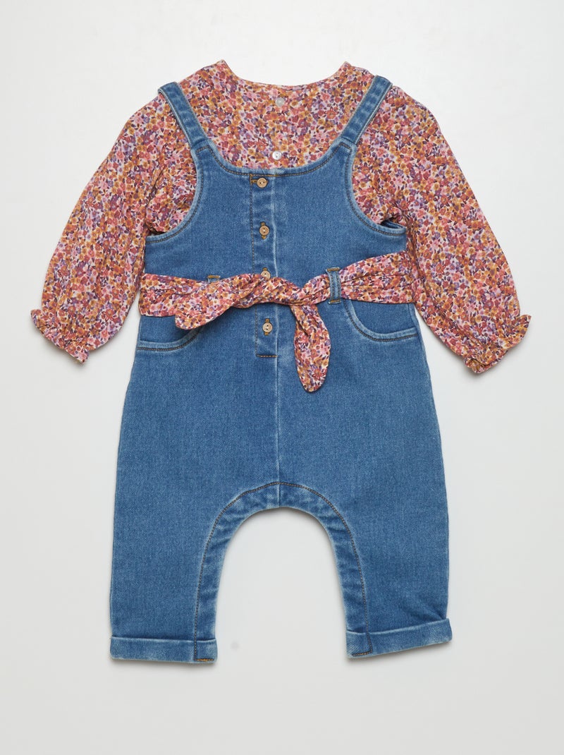 Peto vaquero + blusa  - 2 piezas MARRON - Kiabi