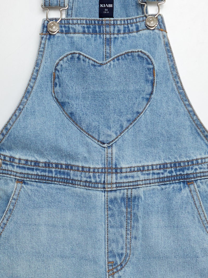 Peto vaquero con bolsillo con forma de corazón AZUL - Kiabi