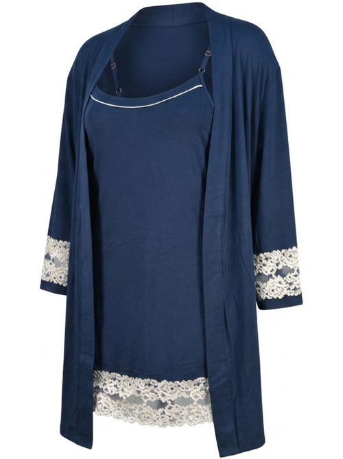 Picardias Kimono Mujer Encaje Floral Viscosa Loungewear 2 Piezas OZABI - Kiabi Picardias Kimono Mujer Encaje Floral Viscosa Loungewear 2 Piezas OZABI - Kiabi