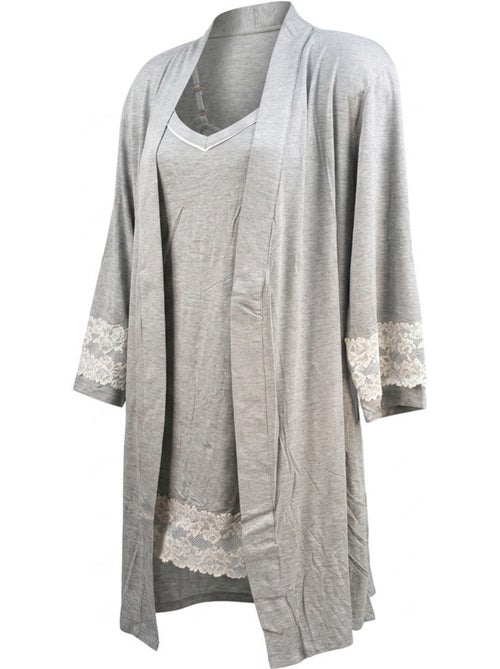 Picardias Kimono Mujer Encaje Floral Viscosa Loungewear 2 Piezas OZABI - Kiabi Picardias Kimono Mujer Encaje Floral Viscosa Loungewear 2 Piezas OZABI - Kiabi