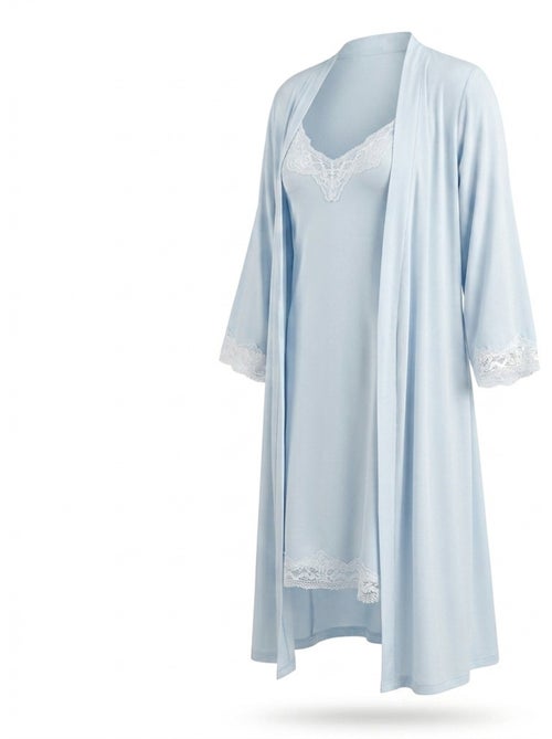Picardias y kimono mujer 2 piezas viscosa encaje floral cinturón ozabi - Kiabi Picardias y kimono mujer 2 piezas viscosa encaje floral cinturón ozabi - Kiabi