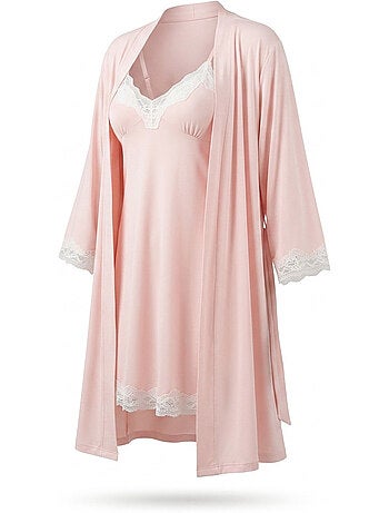 Picardias y kimono mujer 2 piezas viscosa encaje floral cinturón ozabi