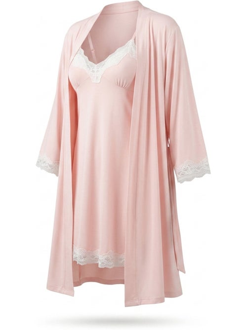 Picardias y kimono mujer 2 piezas viscosa encaje floral cinturón ozabi - Kiabi Picardias y kimono mujer 2 piezas viscosa encaje floral cinturón ozabi - Kiabi