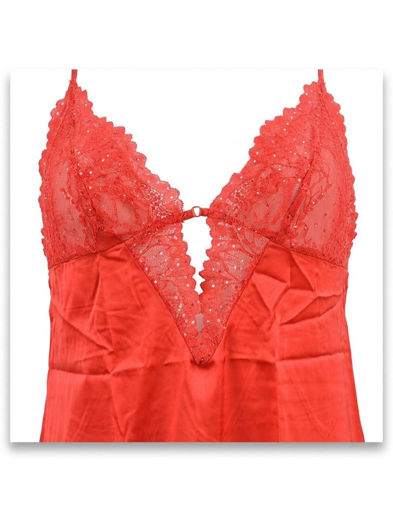 Picardias y kimono mujer satén efecto seda encaje lentejuelas ozabi Rojo - Kiabi