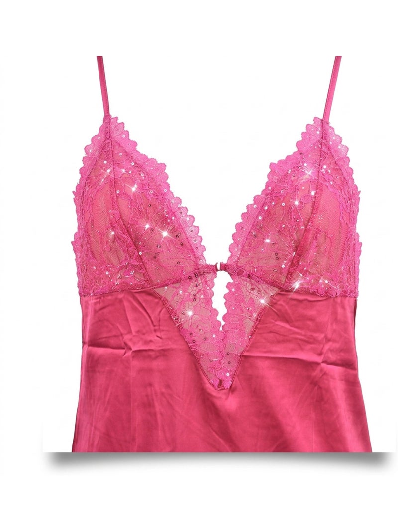 Picardias y kimono mujer satén efecto seda encaje lentejuelas ozabi Rosa - Kiabi