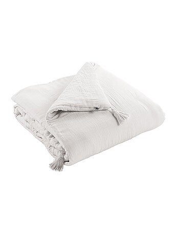 Pie de cama - doble gasa de algodón - acabado pompón - gaïa