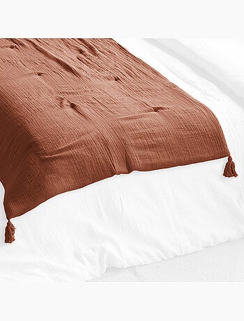 Pie de cama - doble gasa de algodón - acabado pompón - gaïa