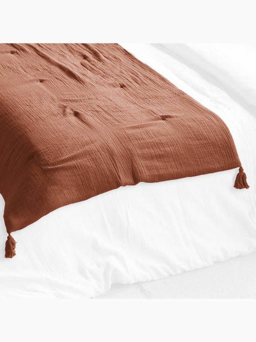 Pie de cama - doble gasa de algodón - acabado pompón - gaïa - Kiabi Pie de cama - doble gasa de algodón - acabado pompón - gaïa - Kiabi