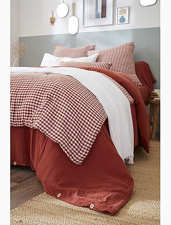 Pie de cama - gasa de algodón tejida - cuadros vichy - vickie