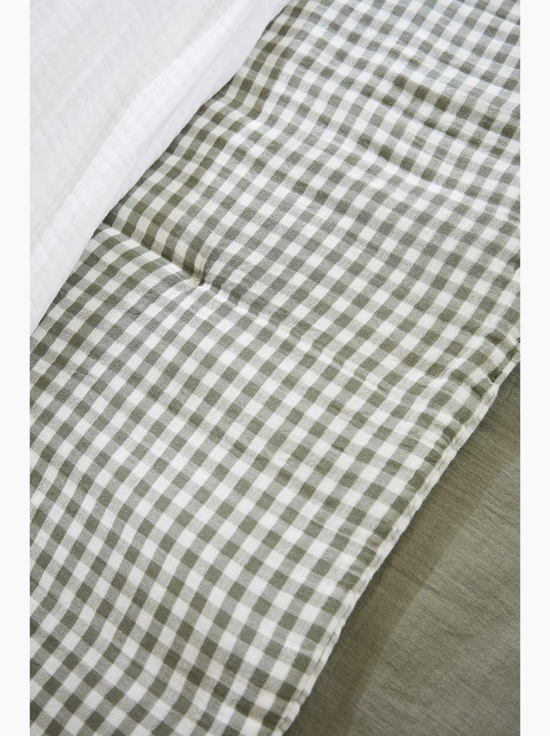Pie de cama - gasa de algodón tejida - cuadros vichy - vickie Verde romero - Kiabi