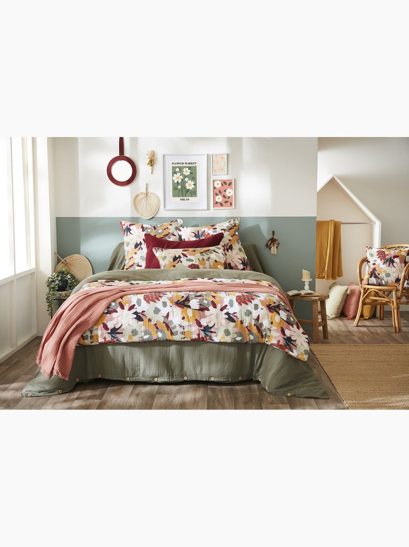 Pie de cama 90 x 200 cm – gasa de algodón estampada léane Amarillo - Kiabi