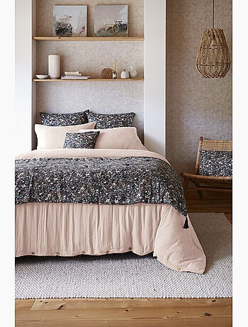 Pie de cama – doble gasa de algodón estampada – capucine minuit