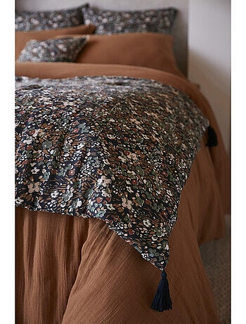 Pie de cama – doble gasa de algodón estampada – capucine minuit