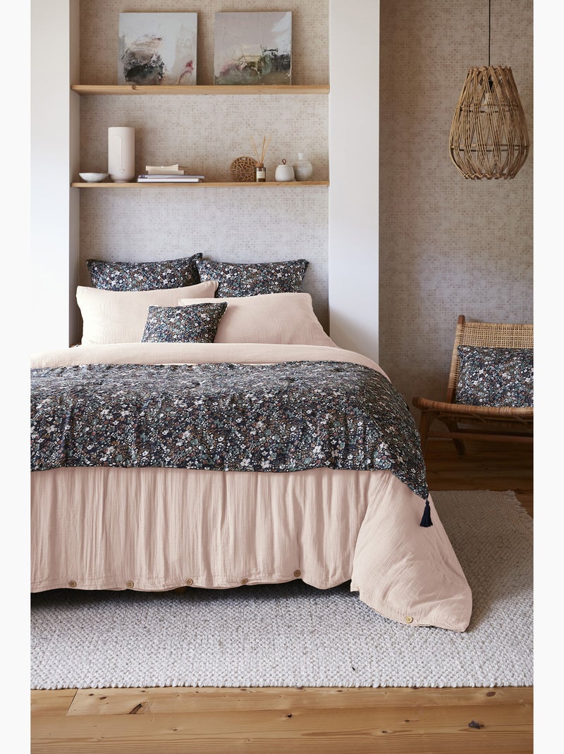 Pie de cama – doble gasa de algodón estampada – capucine minuit Azul oscuro - Kiabi