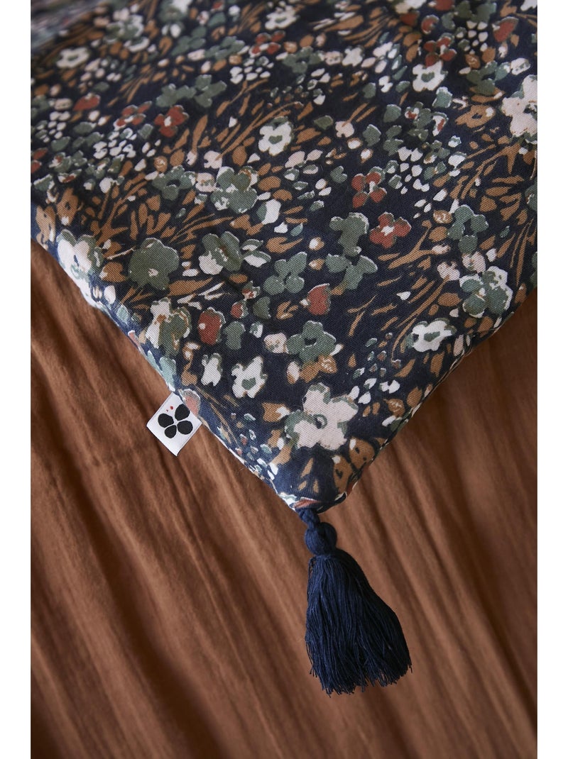 Pie de cama – doble gasa de algodón estampada – capucine minuit Azul oscuro - Kiabi