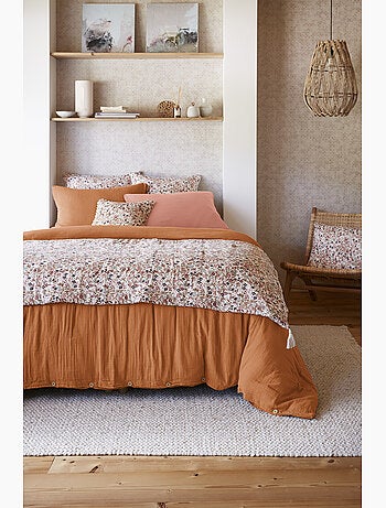 Pie de cama – doble gasa de algodón estampada – capucine minuit