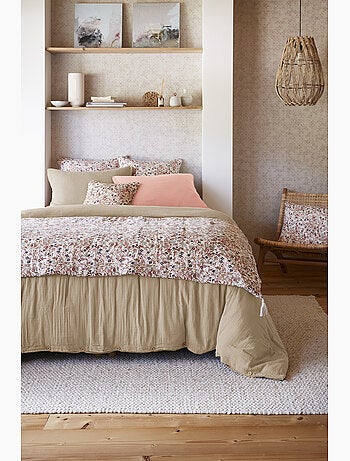 Pie de cama – doble gasa de algodón estampada – capucine minuit