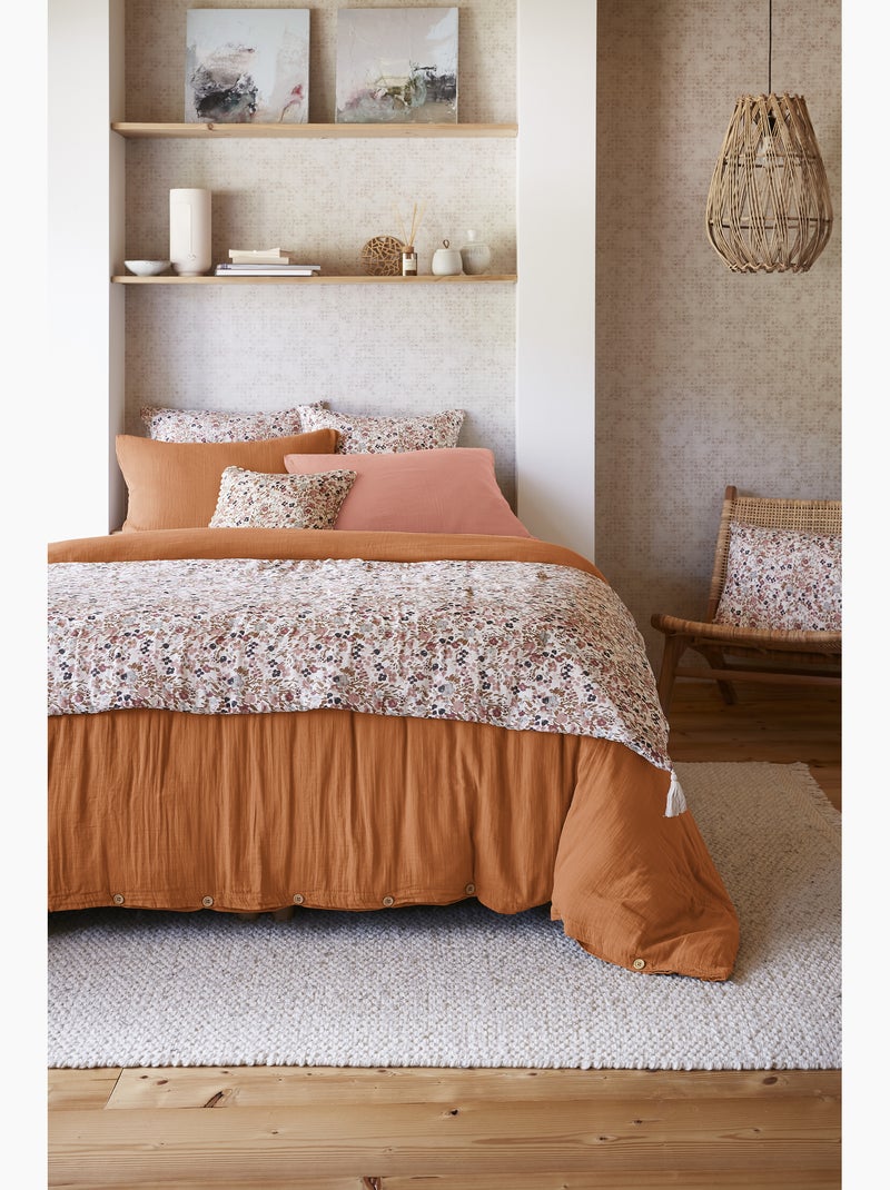 Pie de cama – doble gasa de algodón estampada – capucine minuit Beige Pampa - Kiabi