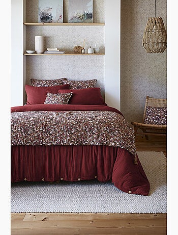 Pie de cama – doble gasa de algodón estampada – capucine minuit