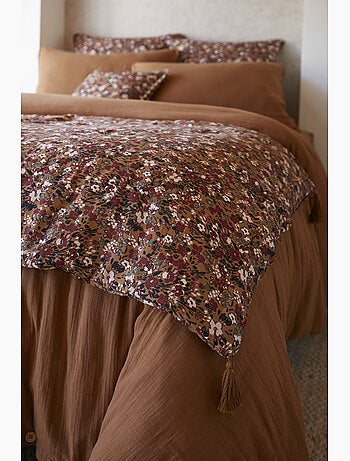 Pie de cama – doble gasa de algodón estampada – capucine minuit