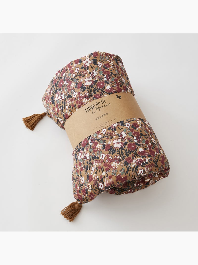 Pie de cama – doble gasa de algodón estampada – capucine minuit Camel - Kiabi