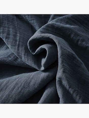 Pie de cama – doble gasa de algodón lisa - acabado pompón - gaïa