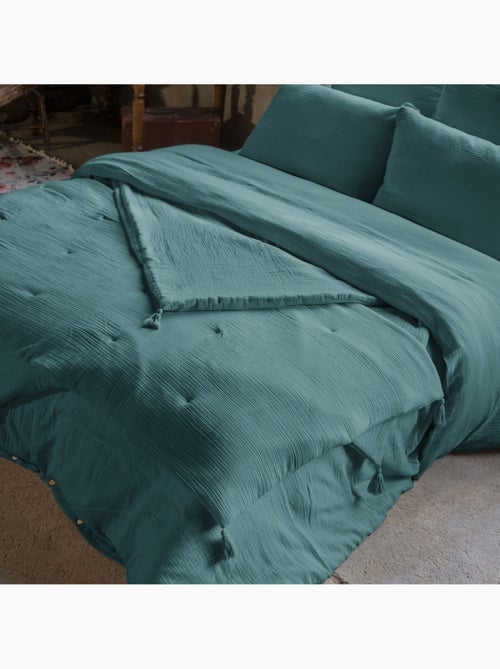 Pie de cama – doble gasa de algodón lisa - acabado pompón - gaïa - Kiabi Pie de cama – doble gasa de algodón lisa - acabado pompón - gaïa - Kiabi