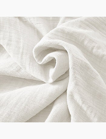 Pie de cama – doble gasa de algodón lisa - acabado pompón - gaïa