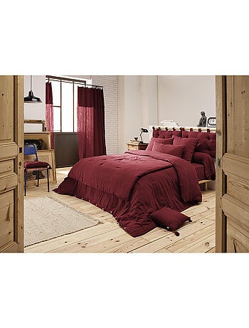 Pie de cama – doble gasa de algodón lisa - acabado pompón - gaïa