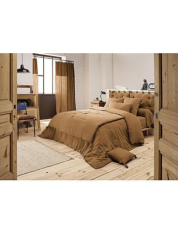 Pie de cama – doble gasa de algodón lisa - acabado pompón - gaïa