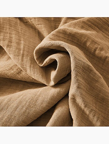 Pie de cama – doble gasa de algodón lisa - acabado pompón - gaïa